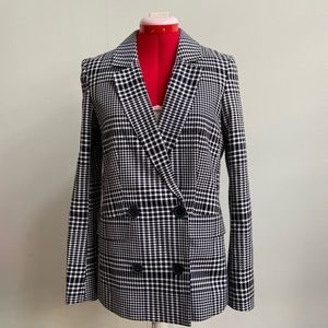 Women’s double-breasted blazer in gingham plaid